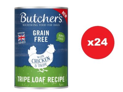 BUTCHER'S Original Tripe, aliments pour chiens, avec du poulet et du rhum, du pâté 24 x 400g