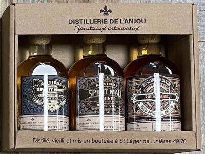 Coffret de dégustation 3 bouteilles 20cl - Spirit malt + Spirit malt tourbé + Rhum -Produit en Anjou - En direct de Distillerie de l'Anjou