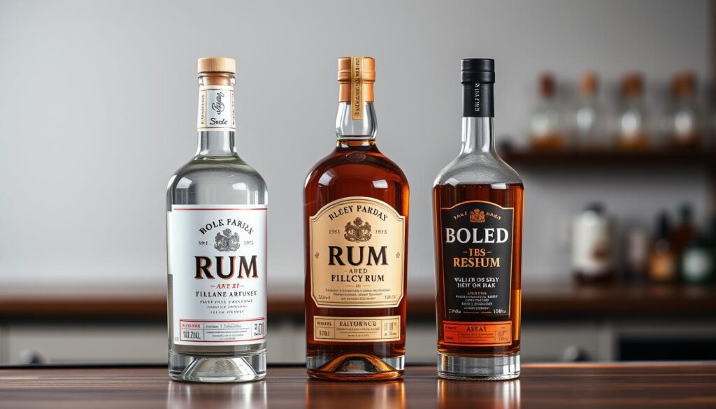 Différents types de rhum pour mojito - bouteilles de rhum blanc, ambré et vieilli