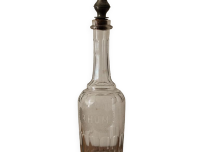 ART Bouteille de rhum en verre ciselé transparent 9x9x33