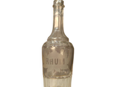 ART Bouteille en cristal taillé "Rhum transparent 10x10x30