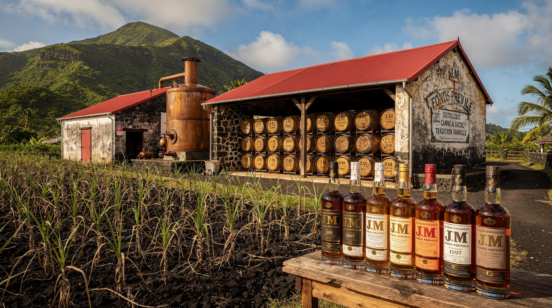 Distillerie Fonds-Préville : histoire, terroir volcanique et cuvées J.M