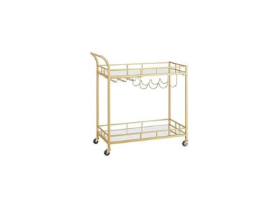 Vasagle - Desserte pour Boissons, Chariot à roulettes, Meuble de Cuisine, 2 Niveaux en Verre Réfléchissant, avec Porte-Bouteilles, Porte-Verres, pour